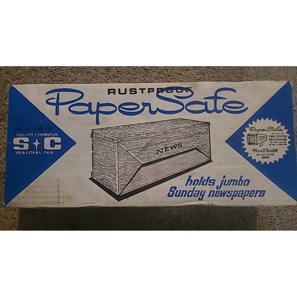 New Steel City Rustproof Paper Safe PM1 Newspaper Mail Box Wall Mount Black NIB